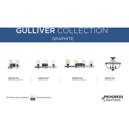 Gulliver 4 Light 15 inch Graphite Semi-Flush Mount Convertible Ceiling Light